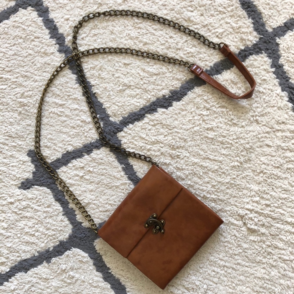 Faux Brown Leather Cross Body Purse